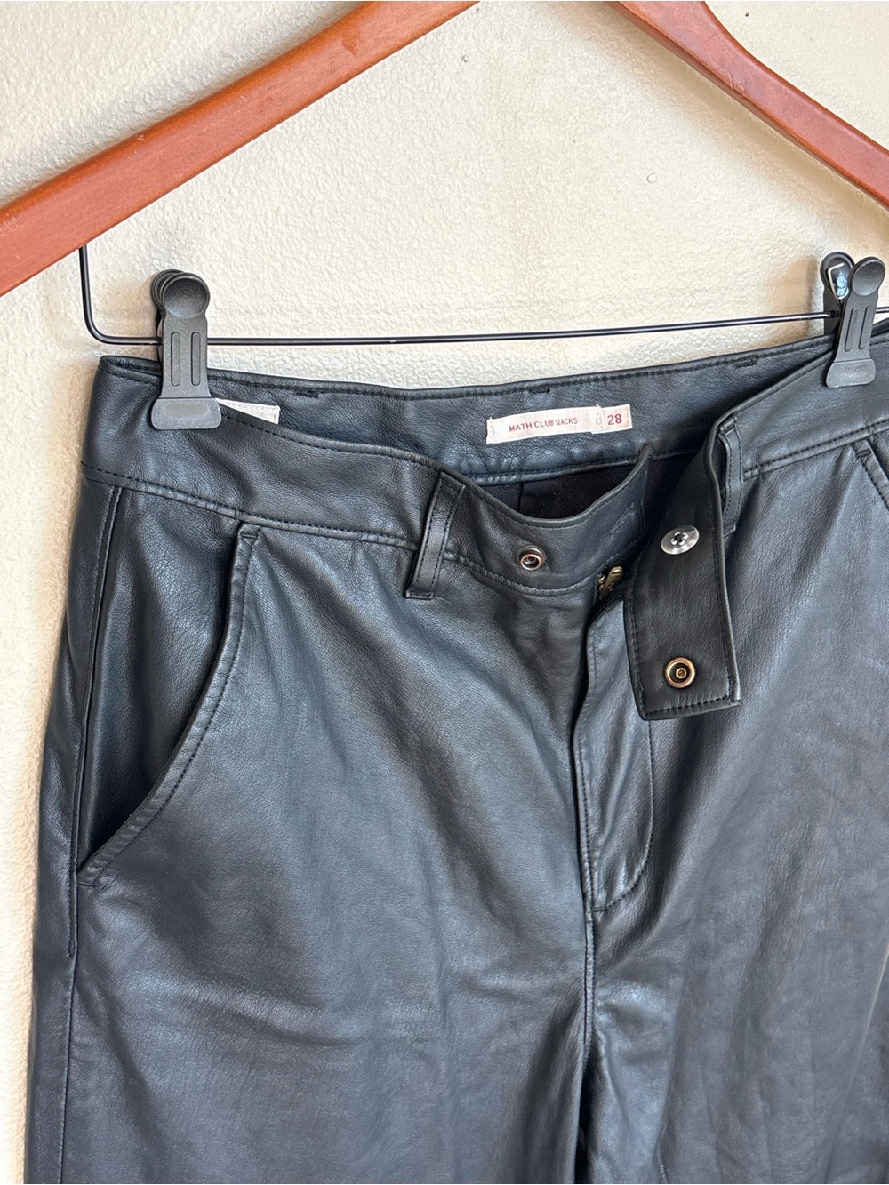 Levi’s Made & Crafted Math Club Slacks Black Faux Leather Slacks Pants 28 - Picture 9 of 16